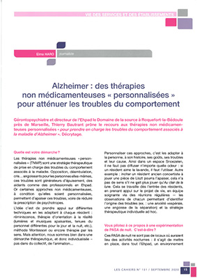 Des Thérapies non médicamenteuses « personnalisées » (TNMP) pour atténuer les troubles du comportement et témoignage de l’EHPAD aux Heures Claires